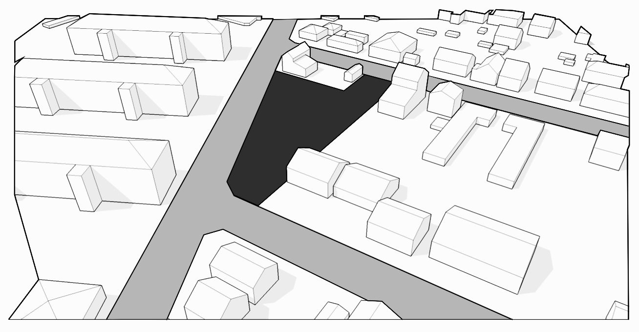 Axonométerie d'étude de voierie pour la nouvelle MJC de Juvisy-sur-Orge