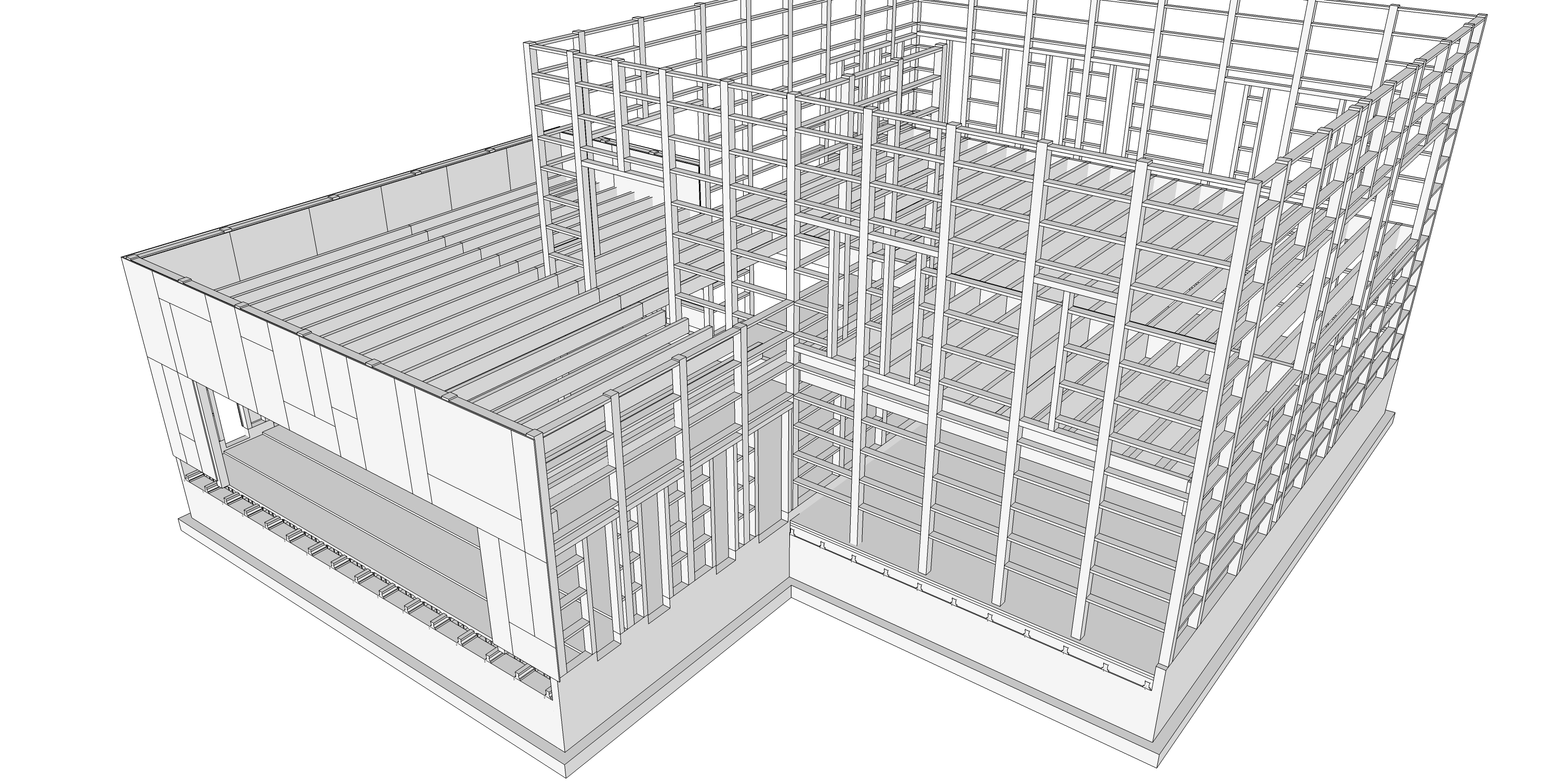 Image de la maquette numérique BIM pour l'étude de structure de la MJC de Juvisy-sur-Orge